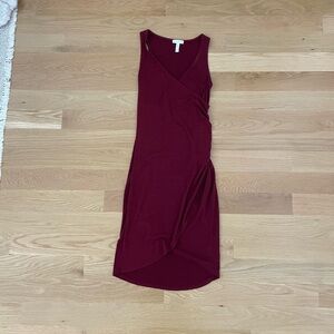 Leith Red Asymmetrical Ruched Sheath Dress